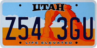 UT license plate Z543GU