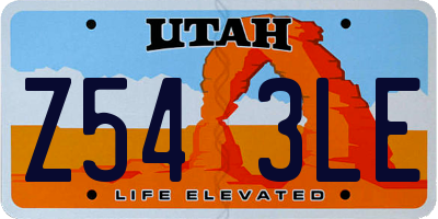 UT license plate Z543LE
