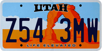 UT license plate Z543MW
