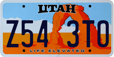 UT license plate Z543TO
