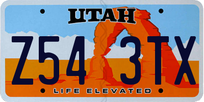 UT license plate Z543TX