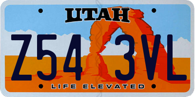 UT license plate Z543VL