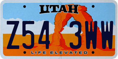 UT license plate Z543WW