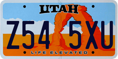 UT license plate Z545XU