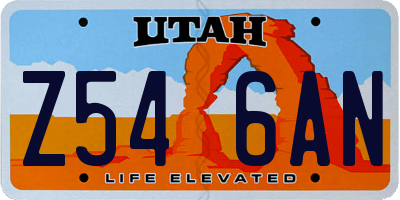 UT license plate Z546AN