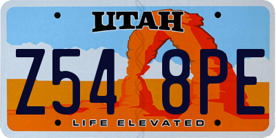 UT license plate Z548PE