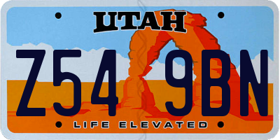 UT license plate Z549BN