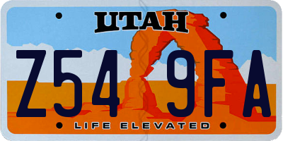 UT license plate Z549FA