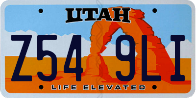 UT license plate Z549LI