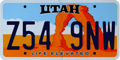 UT license plate Z549NW