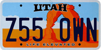 UT license plate Z550WN