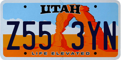 UT license plate Z553YN
