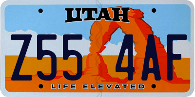 UT license plate Z554AF