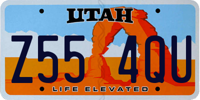 UT license plate Z554QU