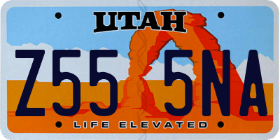 UT license plate Z555NA