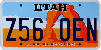 UT license plate Z560EN