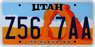 UT license plate Z567AA
