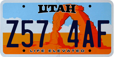 UT license plate Z574AF