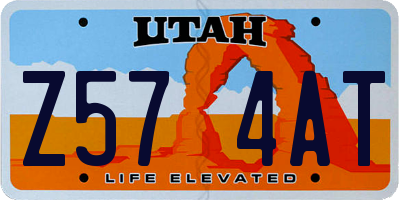 UT license plate Z574AT