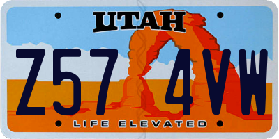 UT license plate Z574VW