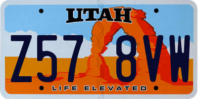 UT license plate Z578VW