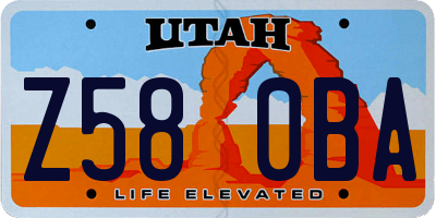 UT license plate Z580BA