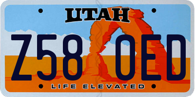 UT license plate Z580ED