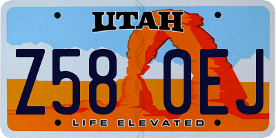 UT license plate Z580EJ