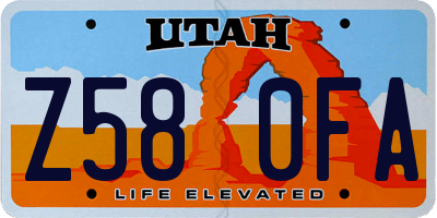 UT license plate Z580FA