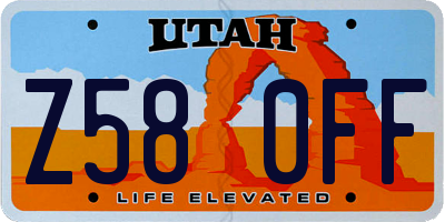 UT license plate Z580FF