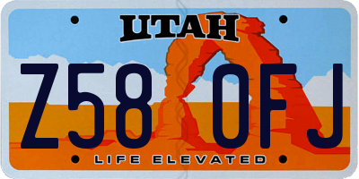 UT license plate Z580FJ