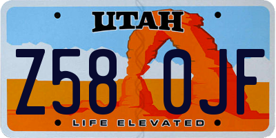 UT license plate Z580JF