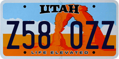 UT license plate Z580ZZ