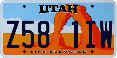 UT license plate Z581IW