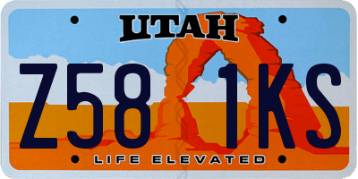 UT license plate Z581KS