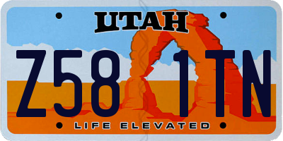 UT license plate Z581TN