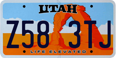 UT license plate Z583TJ