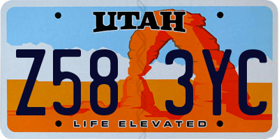 UT license plate Z583YC