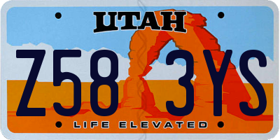 UT license plate Z583YS