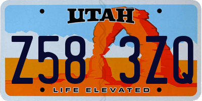 UT license plate Z583ZQ