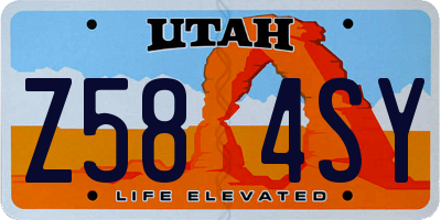 UT license plate Z584SY