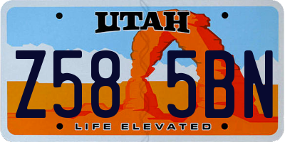 UT license plate Z585BN