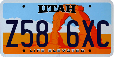 UT license plate Z586XC