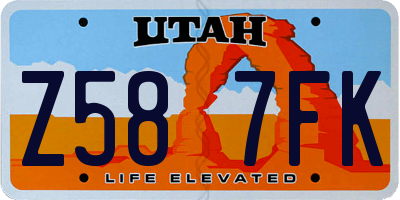 UT license plate Z587FK