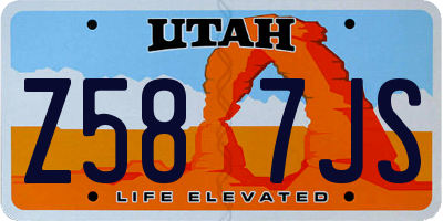 UT license plate Z587JS