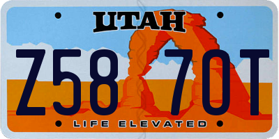 UT license plate Z587OT