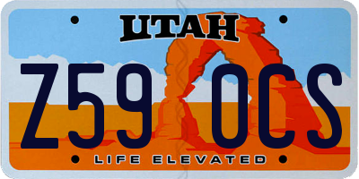 UT license plate Z590CS