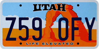 UT license plate Z590FY
