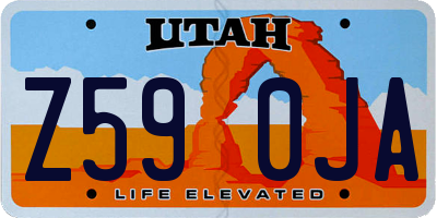 UT license plate Z590JA