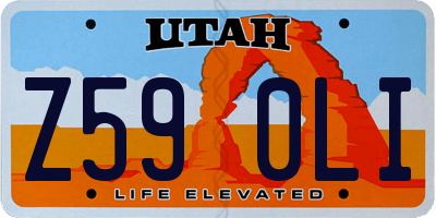 UT license plate Z590LI